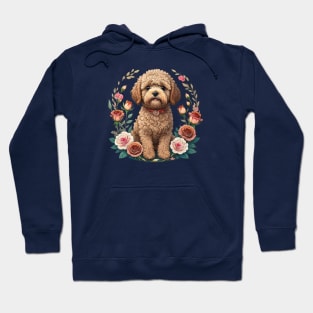 Mini Goldendoodle Puppy With Roses Hoodie